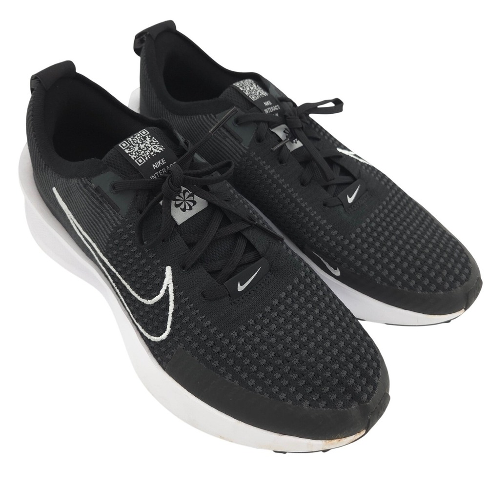 Nike Interact Run Sneakers Men 11.5 Black White Mesh Running Shoe Comfort FD2291
